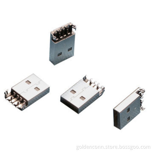 USB A male connector, SMT type, single layer